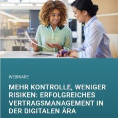 Kostenfreies Webinar: „Erfolgreiches Vertragsmanagement in der digitalen Ära“ (Webinar | Online) Kostenfreies Webinar: „Erfolgreiches Vertragsmanagement in der digitalen Ära“ (Webinar | Online)