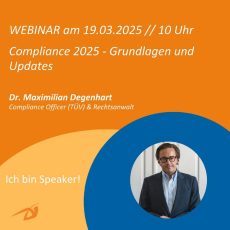 Webinar: Compliance 2025 – Grundlagen und Updates (Webinar | Online) Webinar: Compliance 2025 – Grundlagen und Updates (Webinar | Online)