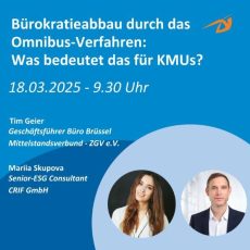 Bürokratieabbau durch das Omnibus-Verfahren: Was bedeutet das für KMUs? (Webinar | Online)