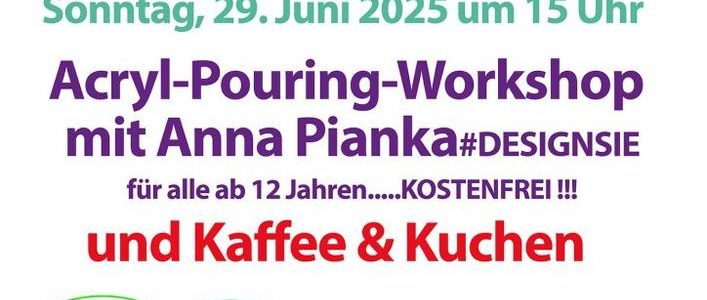 Kaffee & Kunst im Teegarten: Acryl-Pouring-Workshop mit Designsie in Hannover am 29.06.2025 (Unterhaltung / Freizeit | Hannover)