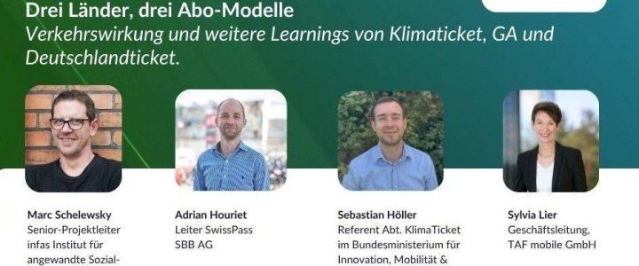 Wie erfolgreich sind nationale Öffi-Abos? – Erkenntnisse zur verkehrlichen Wirkung und Akzeptanz (Webinar | Online)