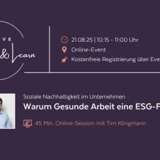 Soziale Nachhaltigkeit im Unternehmen: Warum Gesunde Arbeit eine ESG-Frage ist (Webinar | Online)