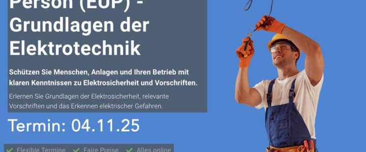 Elektro Unterwiesene Person (EUP) – Grundlagen der Elektrotechnik (Schulung | Online)
