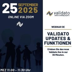 Validato Webinar | Updates & Funktionen (Webinar | Online) Validato Webinar | Updates & Funktionen (Webinar | Online)