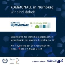Signaturexperten von secrypt auf der KOMMUNALE in Nürnberg (Messe | Nürnberg)