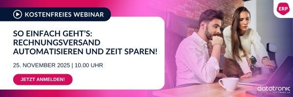 So einfach geht’s: Rechnungsversand automatisieren und Zeit sparen ⏱️ (Webinar | Online) So einfach geht’s: Rechnungsversand automatisieren und Zeit sparen ⏱️ (Webinar | Online)