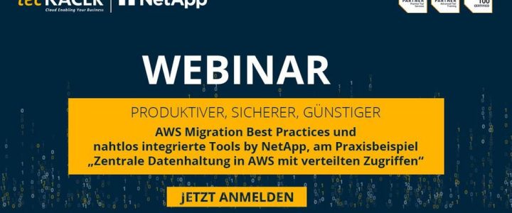 AWS Migration Best Practices am Beispiel „Zentraler File Share mit verteilten Zugriffen“ (Webinar | Online) AWS Migration Best Practices am Beispiel „Zentraler File Share mit verteilten Zugriffen“ (Webinar | Online)