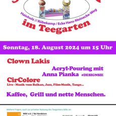Sommerfest im Teegarten Hannover im Stadtteil Hainholz am 18.08.2024 mit Designsie Acrylic-Pouring (Unterhaltung / Freizeit | Hannover)