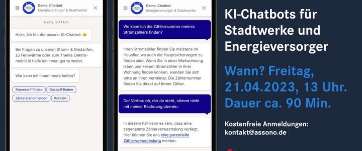 Online-Vortrag: Nutzen von KI-Chatbots für Stadtwerke und Energieversorger (Vortrag | Online) Online-Vortrag: Nutzen von KI-Chatbots für Stadtwerke und Energieversorger (Vortrag | Online)