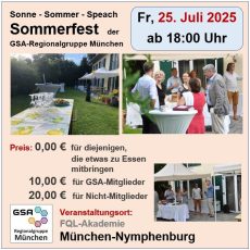 Sonne – Sommer – Speach: Sommerfest der GSA-Regionalgruppe München (Networking | München) Sonne – Sommer – Speach: Sommerfest der GSA-Regionalgruppe München (Networking | München)