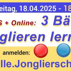 3 Bälle jonglieren lernen für Anfänger – LIVE – ONLINE + GRATIS! (Workshop | Online) 3 Bälle jonglieren lernen für Anfänger – LIVE – ONLINE + GRATIS! (Workshop | Online)