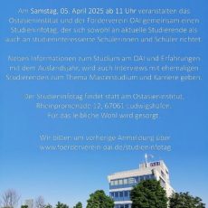 HWG LU/OAI: Einladung zum Infotag des Ostasieninstituts am 5. April (Sonstiges | Ludwigshafen am Rhein) HWG LU/OAI: Einladung zum Infotag des Ostasieninstituts am 5. April (Sonstiges | Ludwigshafen am Rhein)