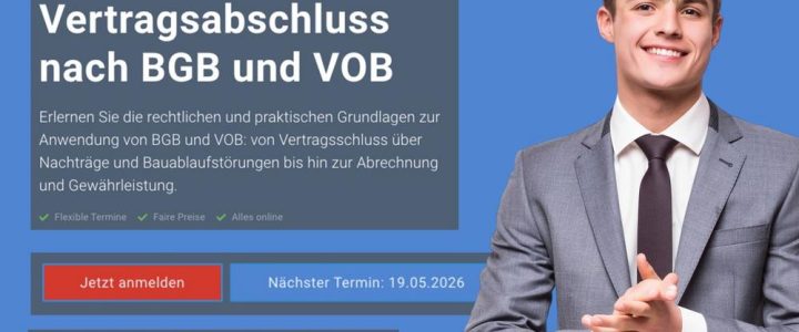 Sicherer Vertragsabschluss nach BGB und VOB (Schulung | Online)