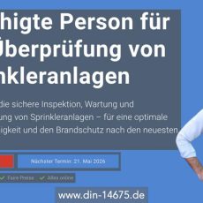 Befähigte Person für die Überprüfung von Sprinkleranlagen (Schulung | Online) Befähigte Person für die Überprüfung von Sprinkleranlagen (Schulung | Online)
