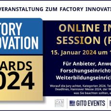 Online Info-Session Factory Innovation Awards 2024 (Webinar | Online) Online Info-Session Factory Innovation Awards 2024 (Webinar | Online)