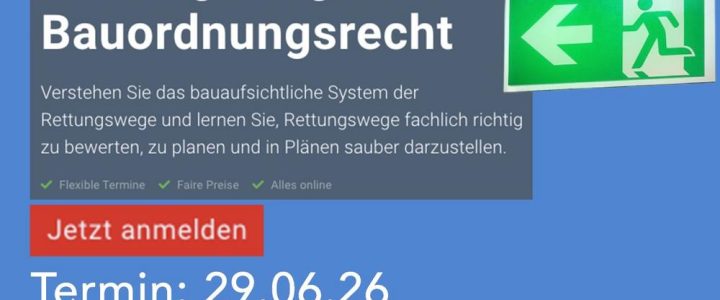 Rettungswege im Bauordnungsrecht (Schulung | Online) Rettungswege im Bauordnungsrecht (Schulung | Online)