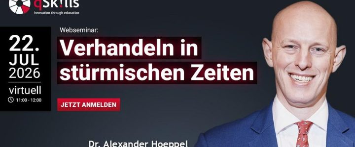 Verhandeln in stürmischen Zeiten: Warum Verhandeln gerade jetzt zur Kernkompetenz in der IT wird (Webinar | Online) Verhandeln in stürmischen Zeiten: Warum Verhandeln gerade jetzt zur Kernkompetenz in der IT wird (Webinar | Online)
