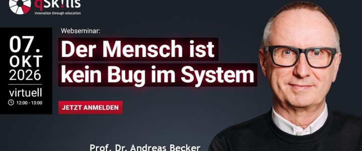 Der Mensch ist kein Bug im System: menschliches Leistungsvermögen und Non-Technical Skills in IT (Webinar | Online) Der Mensch ist kein Bug im System: menschliches Leistungsvermögen und Non-Technical Skills in IT (Webinar | Online)