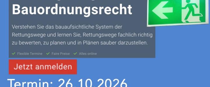 Rettungswege im Bauordnungsrecht (Schulung | Online) Rettungswege im Bauordnungsrecht (Schulung | Online)