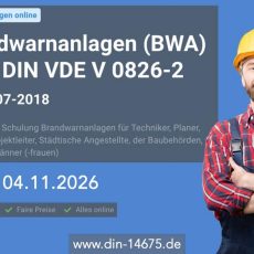 Brandwarnanlagen (BWA) – Die DIN VDE V 0826-2 (Schulung | Online) Brandwarnanlagen (BWA) – Die DIN VDE V 0826-2 (Schulung | Online)