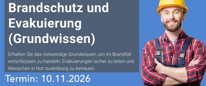 Brandschutz und Evakuierung (Grundwissen) (Schulung | Online) Brandschutz und Evakuierung (Grundwissen) (Schulung | Online)