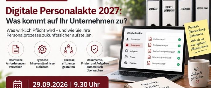 Digitale Personalakte 2027: Was kommt auf Ihr Unternehmen zu? (Webinar | Online)