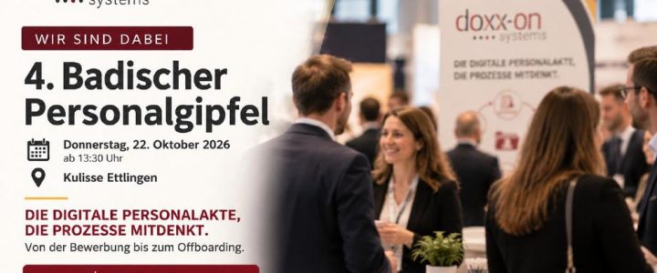 doxx-on systems beim Badischen Personalgipfel: Digitale Personalprozesse von der Bewerbung bis zum O (Ausstellung | Ettlingen) doxx-on systems beim Badischen Personalgipfel: Digitale Personalprozesse von der Bewerbung bis zum O (Ausstellung | Ettlingen)