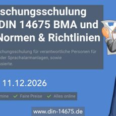 Auffrischungsschulung nach DIN 14675 BMA und SAA Normen & Richtlinien (Schulung | Online) Auffrischungsschulung nach DIN 14675 BMA und SAA Normen & Richtlinien (Schulung | Online)