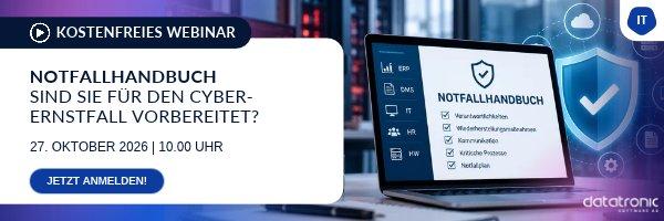 Notfallhandbuch – Sind Sie für den Cyber-Ernstfall vorbereitet? (Webinar | Online) Notfallhandbuch – Sind Sie für den Cyber-Ernstfall vorbereitet? (Webinar | Online)